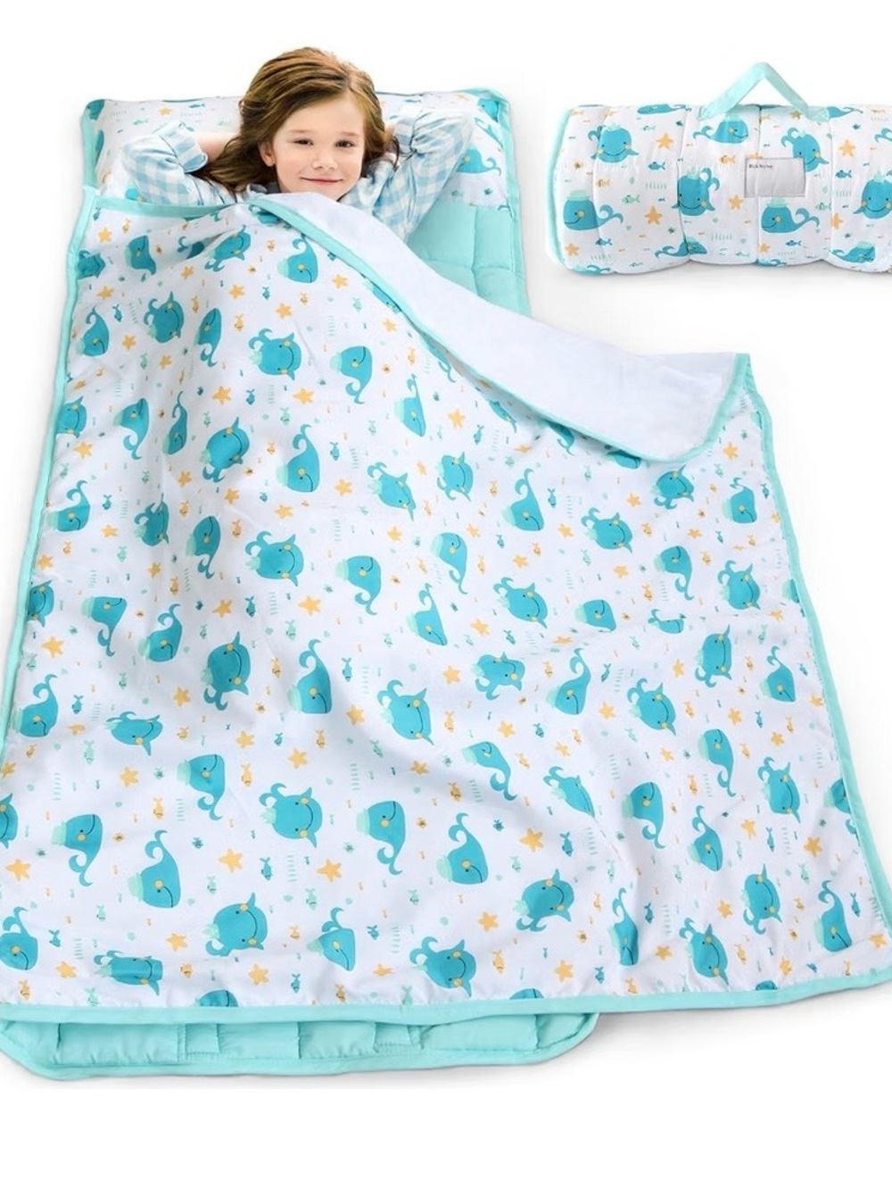 Children's Whale Print Nap Mat  - Aqua